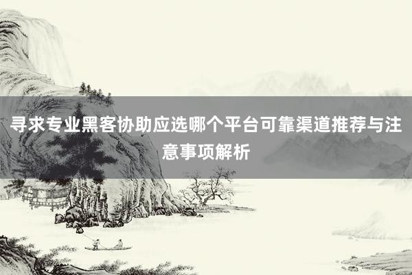 寻求专业黑客协助应选哪个平台可靠渠道推荐与注意事项解析