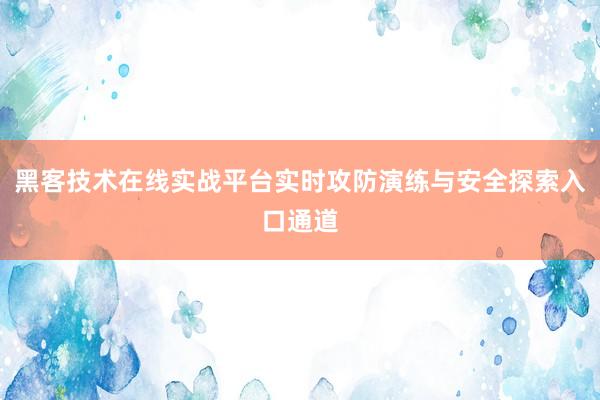 黑客技术在线实战平台实时攻防演练与安全探索入口通道